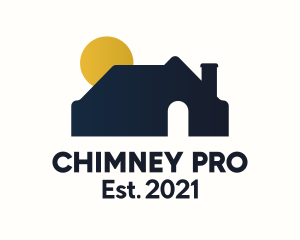 House Chimney Sunset logo design