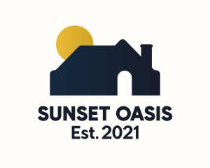 House Chimney Sunset logo design