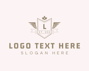 Luxe - Crown Wing Shield logo design