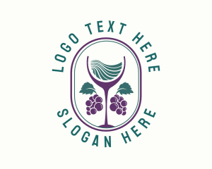 Wine Glass - Grape Wine Farm logo design