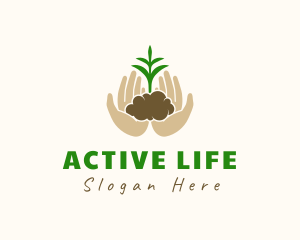 Organic Farm - Hands Plant Soil logo design