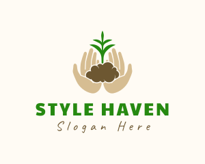 Organic Farm - Hands Plant Soil logo design