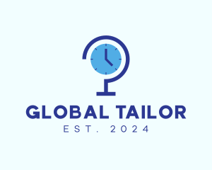 Blue Global Time  logo design