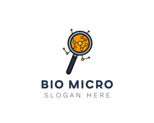 Microbiology - Digital Science Magnifying Glass logo design