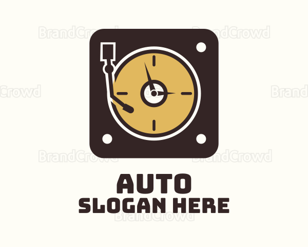 Retro Vinyl Player Clock Logo