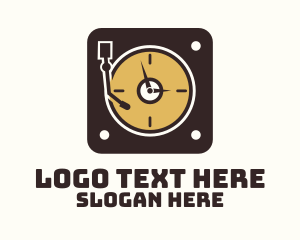 Music Lounge - Retro Vinyl Player Clock logo design
