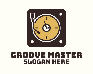 Soundcloud - Retro Vinyl Player Clock logo design
