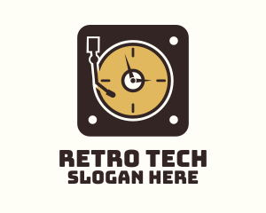 Retro Vinyl Player Clock logo design