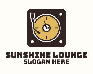 Retro Vinyl Player Clock logo design