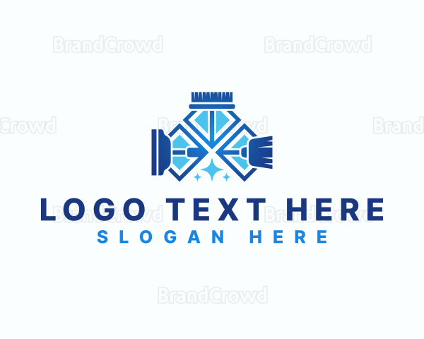 Cleaning Squeegee Brush Broom Logo