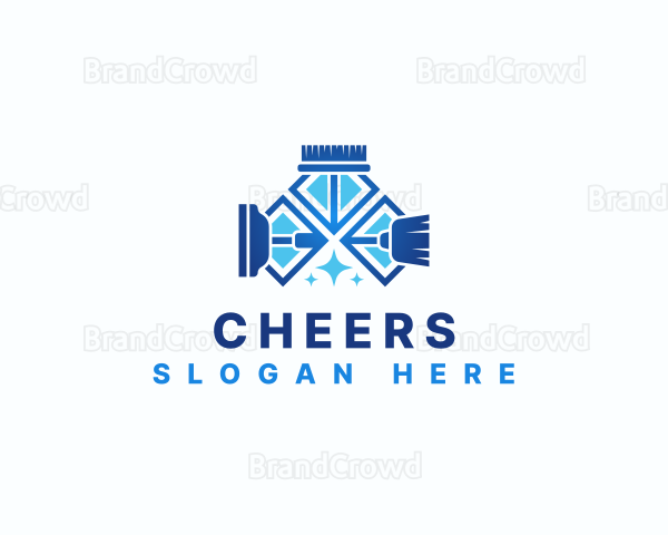 Cleaning Squeegee Brush Broom Logo