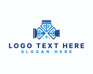 Disinfectant - Cleaning Squeegee Brush Broom logo design