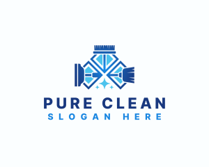 Cleaning Squeegee Brush Broom logo design