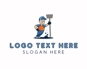 Mascot - Janitor Cleaning Maintenance logo design