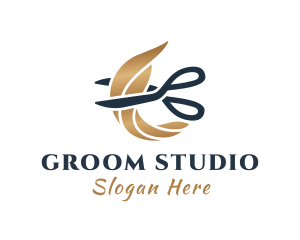 Groom - Golden Hair Scissor logo design