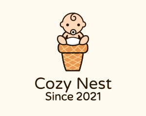 Sitting Baby Cone logo design