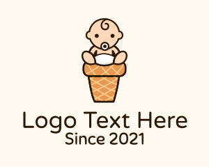 Ice Cream - Sitting Baby Cone logo design