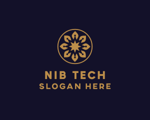 Nib - Gold Pen Nib Flower logo design