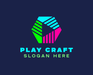 Neon Play  Button logo design