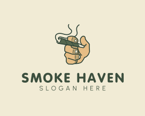 Smoke - Smoking Cannabis Hand logo design