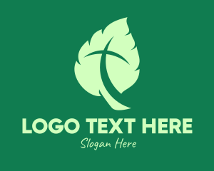 Church - Green Leaf Crucifix logo design