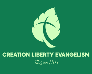 Green Leaf Crucifix logo design