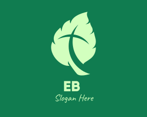 Herbal - Green Leaf Crucifix logo design