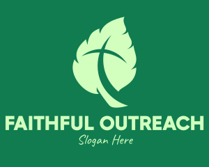 Green Leaf Crucifix logo design