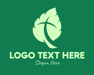 Sacrametal - Green Leaf Crucifix logo design