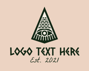 Mythology - Aztec Pyramid Eye logo design