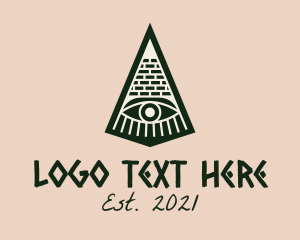 Traditional - Aztec Pyramid Eye logo design