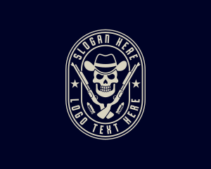 Mercenary - Skull Cowboy Shotgun logo design