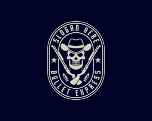 Bullets - Skull Cowboy Shotgun logo design