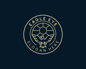 Minimalist Sun Eagle Bird logo design