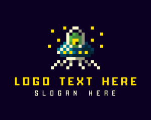 Pixelated - Alien Space Ship logo design