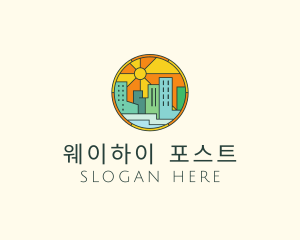 Sunshine Cityscape Stained Glass logo design