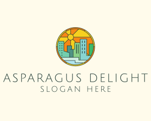 Sunshine Cityscape Stained Glass logo design