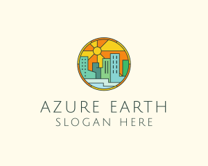 Sunshine Cityscape Stained Glass logo design