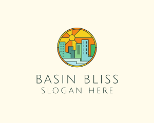 Sunshine Cityscape Stained Glass logo design