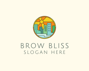 Sunshine Cityscape Stained Glass logo design