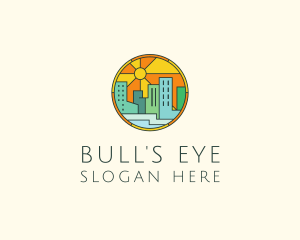 Sunshine Cityscape Stained Glass logo design