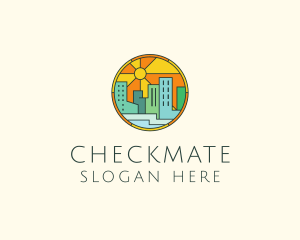 Sunshine Cityscape Stained Glass logo design