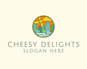 Sunshine Cityscape Stained Glass logo design