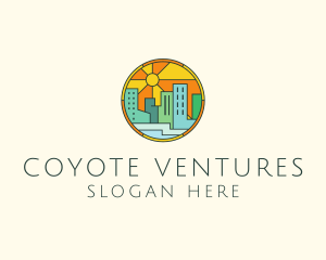 Sunshine Cityscape Stained Glass logo design