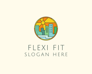 Sunshine Cityscape Stained Glass logo design