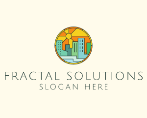 Sunshine Cityscape Stained Glass logo design