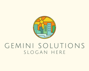 Sunshine Cityscape Stained Glass logo design