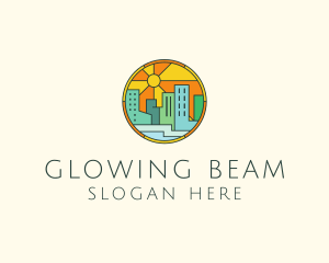 Sunshine Cityscape Stained Glass logo design