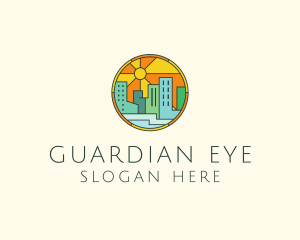 Sunshine Cityscape Stained Glass logo design