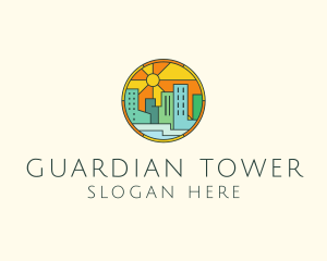 Sunshine Cityscape Stained Glass logo design